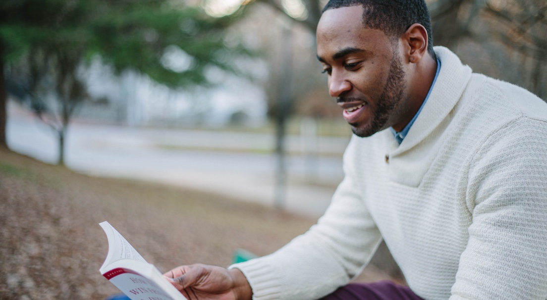 a man reading a book